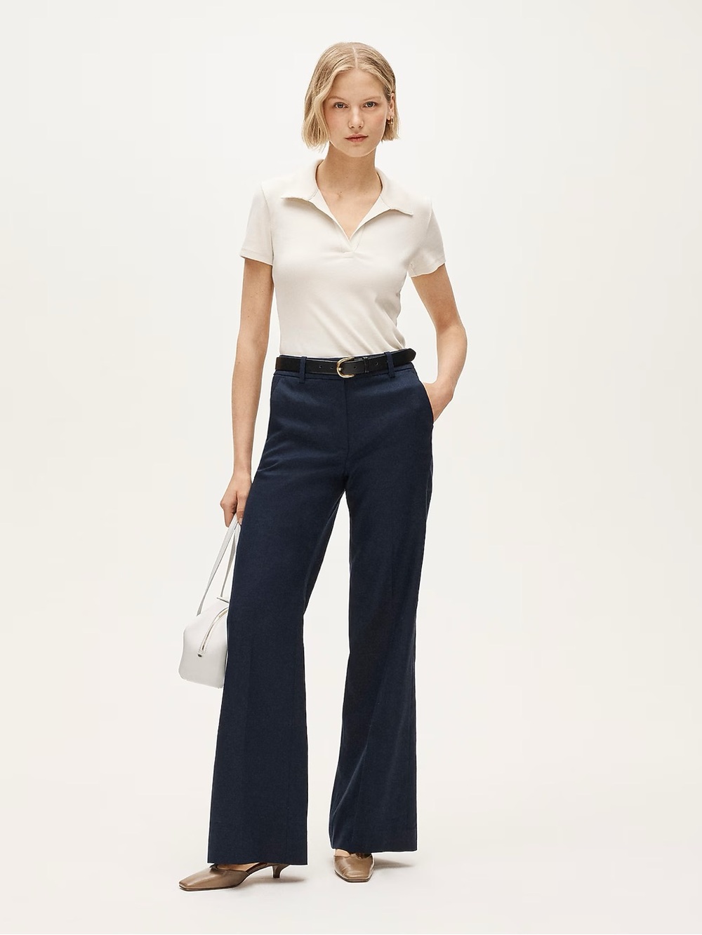 J. Crew Carolina flare pant in stretch linen blend Size 16 Navy Blue